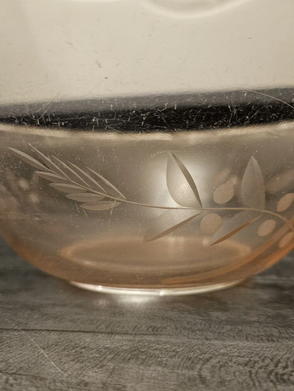 Vtg Pink Etched Floral Depression Glass Centerpiece Bowl
